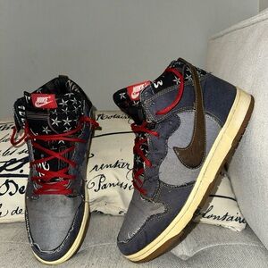 Nike Dunk High CMFT Navy Blue Denim Track Gum 705434-401 Size 12